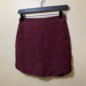 Madewell Women's Burgundy Half Elastic Waist Silk Mini Skirt Size XS